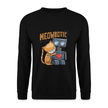 Verliebtes Roboter-Katzenpärchen "Meowbotic" - Unisex Pullover - Schwarz - Vorne - Alina (178cm) & Michal (187cm)