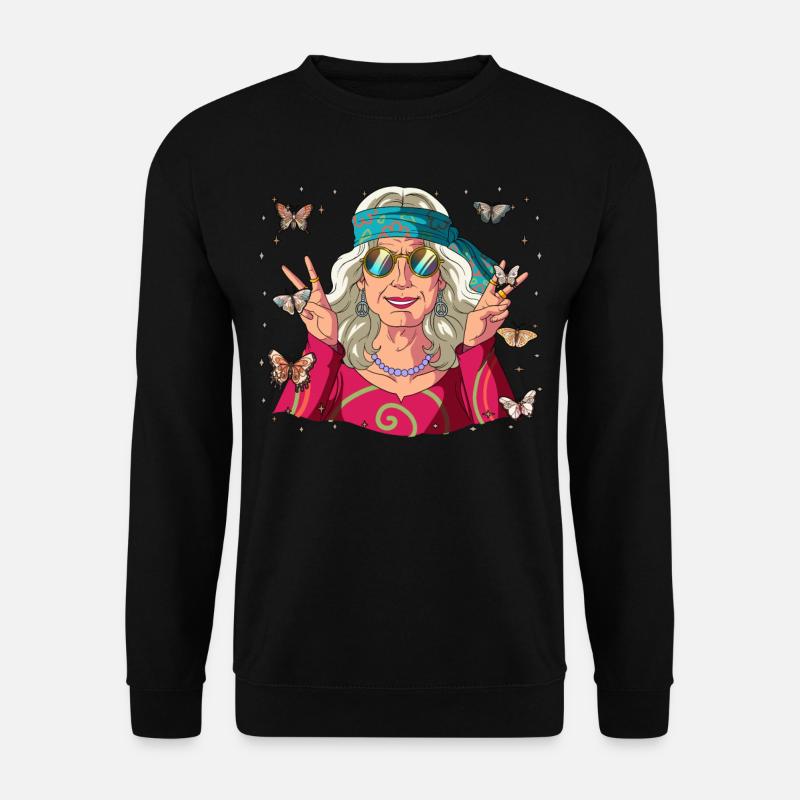 60er 70er Jahre Kostüm Groovy Hippie - Unisex Pullover - Schwarz