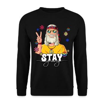 60er 70er Jahre Kostüm Stay Groovy Hippie - Unisex Pullover - Schwarz - Vorne - Alina (178cm) & Michal (187cm)