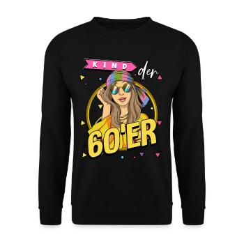 Kind der 60er Jahre Frau Kostüm - Unisex Pullover - Schwarz - Vorne - Alina (178cm) & Michal (187cm)