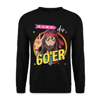Kind der 60er Jahre Mann Kostüm - Unisex Pullover - Schwarz - Vorne - Alina (178cm) & Michal (187cm)