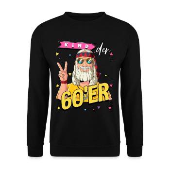 Kind der 60er Jahre Alter Mann Kostüm - Unisex Pullover - Schwarz - Vorne - Alina (178cm) & Michal (187cm)