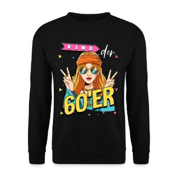 Kind der 60er Jahre Frau Kostüm - Unisex Pullover - Schwarz - Vorne - Alina (178cm) & Michal (187cm)