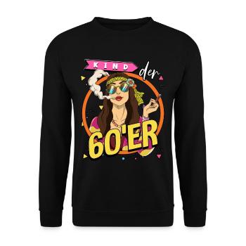 Kind der 60er Jahre Frau Kostüm - Unisex Pullover - Schwarz - Vorne - Alina (178cm) & Michal (187cm)