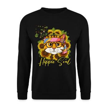 60s 70s Costume Hippie Soul - Sweat-shirt Unisexe - noir - Devant - Alina (178cm) & Michal (187cm)