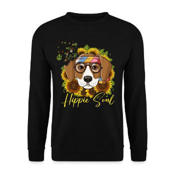 60s 70s Costume Hippie Soul - Sweat-shirt Unisexe - noir - Devant - Alina (178cm) & Michal (187cm)