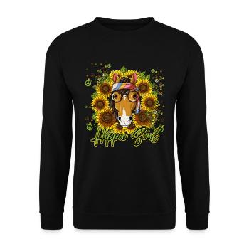 60s 70s Costume Hippie Soul - Sweat-shirt Unisexe - noir - Devant - Alina (178cm) & Michal (187cm)