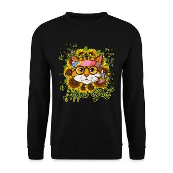 60s 70s Costume Hippie Soul - Sweat-shirt Unisexe - noir - Devant - Alina (178cm) & Michal (187cm)
