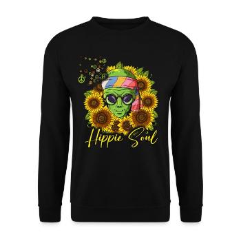 60s 70s Costume Hippie Soul - Sweat-shirt Unisexe - noir - Devant - Alina (178cm) & Michal (187cm)