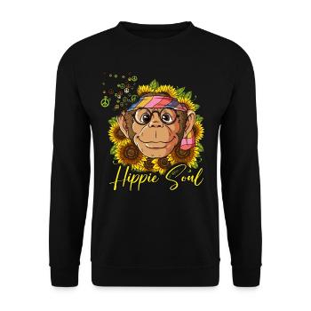 60s 70s Costume Hippie Soul - Sweat-shirt Unisexe - noir - Devant - Alina (178cm) & Michal (187cm)