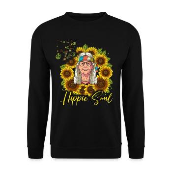 60s 70s Costume Hippie Soul - Sweat-shirt Unisexe - noir - Devant - Alina (178cm) & Michal (187cm)