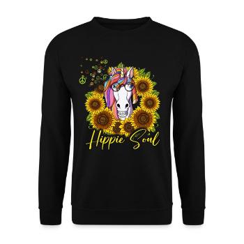 60s 70s Costume Hippie Soul - Sweat-shirt Unisexe - noir - Devant - Alina (178cm) & Michal (187cm)