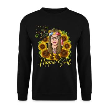 60s 70s Costume Hippie Soul - Sweat-shirt Unisexe - noir - Devant - Alina (178cm) & Michal (187cm)
