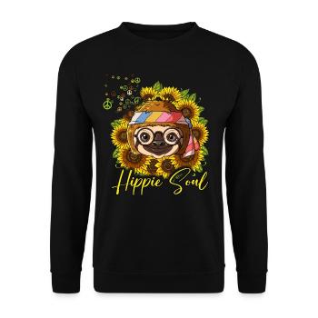 60s 70s Costume Hippie Soul - Sweat-shirt Unisexe - noir - Devant - Alina (178cm) & Michal (187cm)