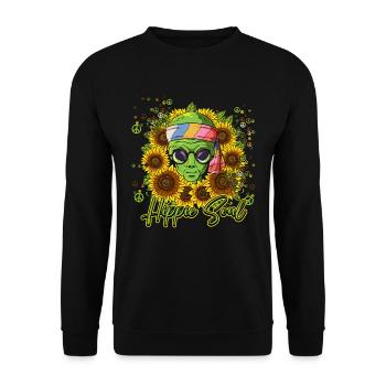 60s 70s Costume Hippie Soul - Sweat-shirt Unisexe - noir - Devant - Alina (178cm) & Michal (187cm)