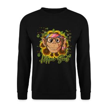 60s 70s Costume Hippie Soul - Sweat-shirt Unisexe - noir - Devant - Alina (178cm) & Michal (187cm)