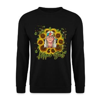 60s 70s Costume Hippie Soul - Sweat-shirt Unisexe - noir - Devant - Alina (178cm) & Michal (187cm)