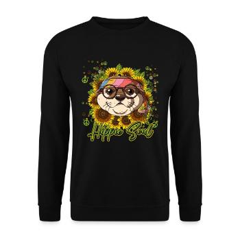 60er 70er Jahre Kostüm Hippie Soul - Unisex Pullover - Schwarz - Vorne - Alina (178cm) & Michal (187cm)