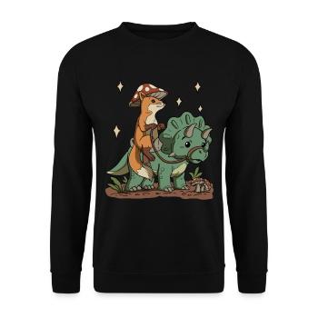 Cottagecore Fuchs - Unisex Pullover - Schwarz - Vorne - Alina (178cm) & Michal (187cm)