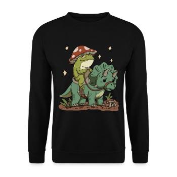 Cottagecore Frog - Unisex Sweatshirt - black - Front - Alina (178cm) & Michal (187cm)