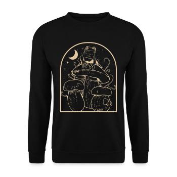 Cottagecore Frog - Unisex Sweatshirt - black - Front - Alina (178cm) & Michal (187cm)