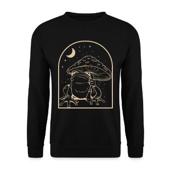 Cottagecore Frog - Unisex Sweatshirt - black - Front - Alina (178cm) & Michal (187cm)