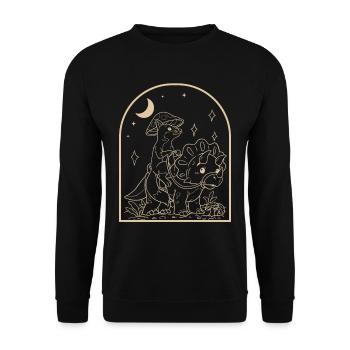 Cottagecore Fuchs - Unisex Pullover - Schwarz - Vorne - Alina (178cm) & Michal (187cm)