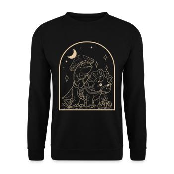 Cottagecore Frog - Unisex Sweatshirt - black - Front - Alina (178cm) & Michal (187cm)