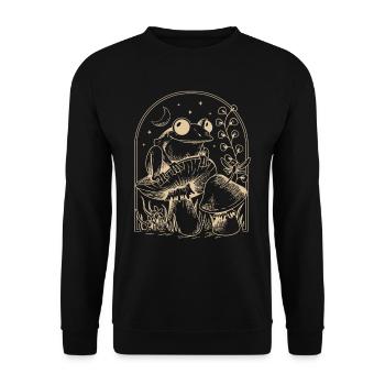 Cottagecore Frog - Unisex Sweatshirt - black - Front - Alina (178cm) & Michal (187cm)
