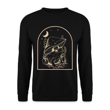 Cottagecore Frog - Unisex Sweatshirt - black - Front - Alina (178cm) & Michal (187cm)