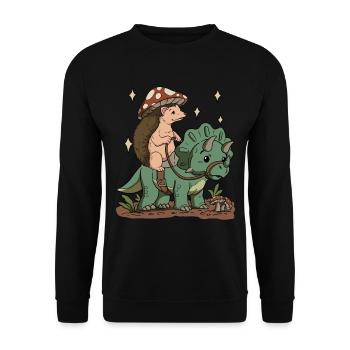 Cottagecore Igel - Unisex Pullover - Schwarz - Vorne - Alina (178cm) & Michal (187cm)