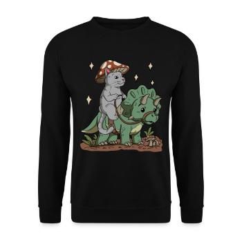 Cottagecore Cat - Unisex Sweatshirt - black - Front - Alina (178cm) & Michal (187cm)