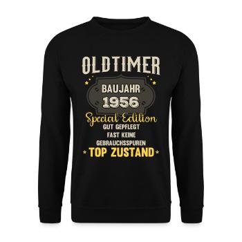 Oldtimer Baujahr 1956 - 67. Geburtstag - Unisex Pullover - Schwarz - Vorne - Alina (178cm) & Michal (187cm)