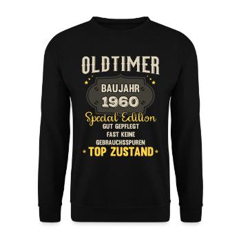 Oldtimer Baujahr 1960 - 63. Geburtstag - Unisex Pullover - Schwarz - Vorne - Alina (178cm) & Michal (187cm)