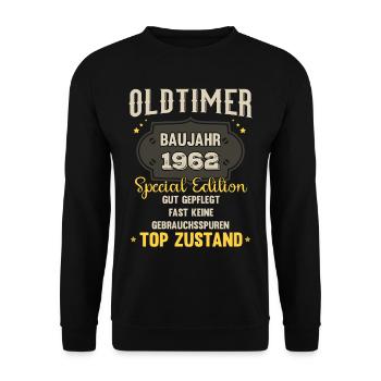 Oldtimer Baujahr 1962 - 61. Geburtstag - Unisex Pullover - Schwarz - Vorne - Alina (178cm) & Michal (187cm)