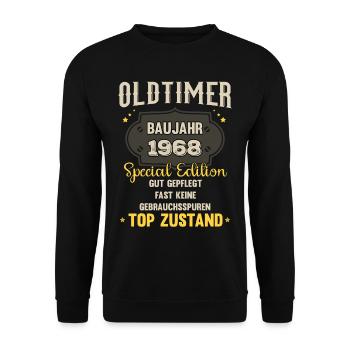 Oldtimer Baujahr 1968 - 55. Geburtstag - Unisex Pullover - Schwarz - Vorne - Alina (178cm) & Michal (187cm)