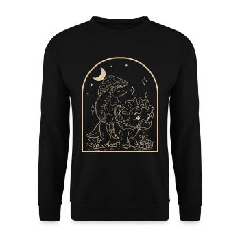 Cottagecore Igel - Unisex Pullover - Schwarz - Vorne - Alina (178cm) & Michal (187cm)