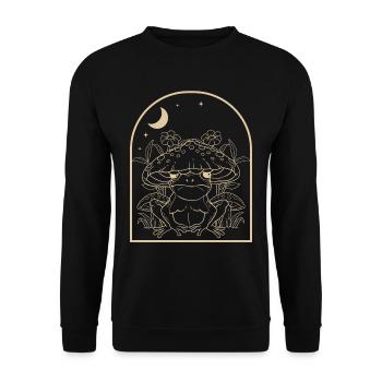 Cottagecore Frog - Unisex Sweatshirt - black - Front - Alina (178cm) & Michal (187cm)