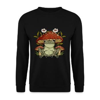 Cottagecore Frog - Unisex Sweatshirt - black - Front - Alina (178cm) & Michal (187cm)