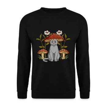 Chat Cottagecore - Sweat-shirt Unisexe - noir - Devant - Alina (178cm) & Michal (187cm)