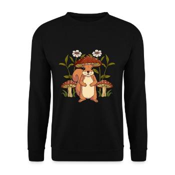Cottagecore Squirrel - Unisex Sweatshirt - black - Front - Alina (178cm) & Michal (187cm)