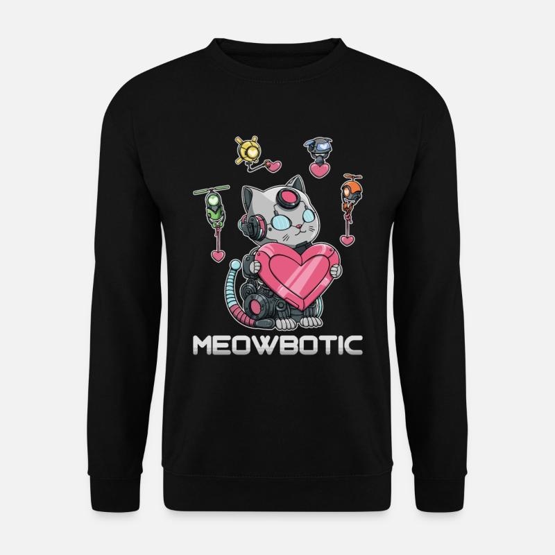 Robot Cat Love - Unisex Sweatshirt - black