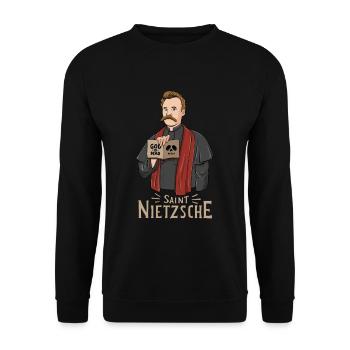 Saint Nietzsche Philosophy - Unisex Sweatshirt - black - Front - Alina (178cm) & Michal (187cm)