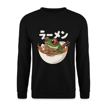 Une grenouille mange de la soupe de ramen japonaise - Sweat-shirt Unisexe - noir - Devant - Alina (178cm) & Michal (187cm)