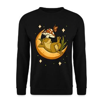 Cottagecore Frog - Unisex Sweatshirt - black - Front - Alina (178cm) & Michal (187cm)