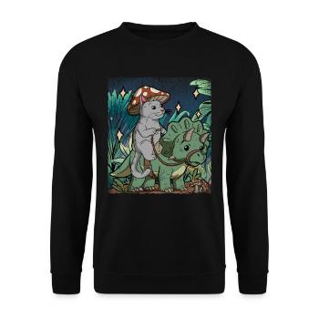 Cottagecore Cat - Unisex Sweatshirt - black - Front - Alina (178cm) & Michal (187cm)