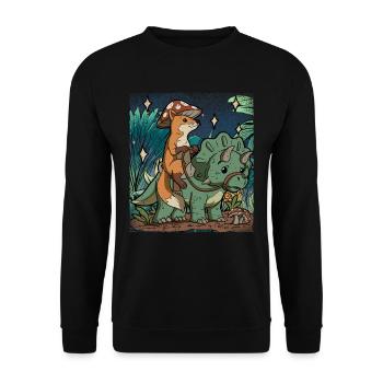 Cottagecore Fuchs - Unisex Pullover - Schwarz - Vorne - Alina (178cm) & Michal (187cm)