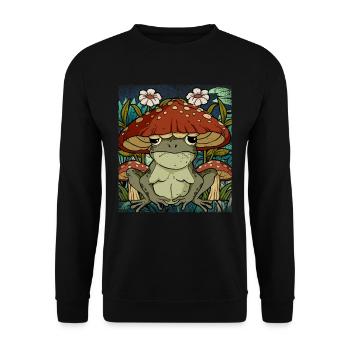 Cottagecore Frog - Unisex Sweatshirt - black - Front - Alina (178cm) & Michal (187cm)