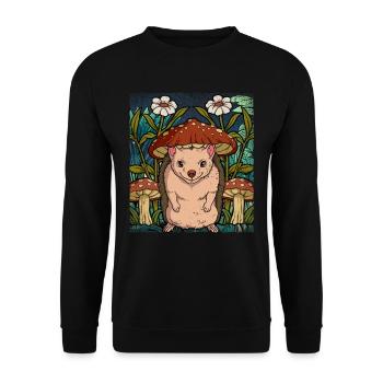Cottagecore Igel - Unisex Pullover - Schwarz - Vorne - Alina (178cm) & Michal (187cm)