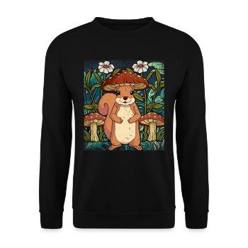 Cottagecore Squirrel - Unisex Sweatshirt - black - Front - Alina (178cm) & Michal (187cm)